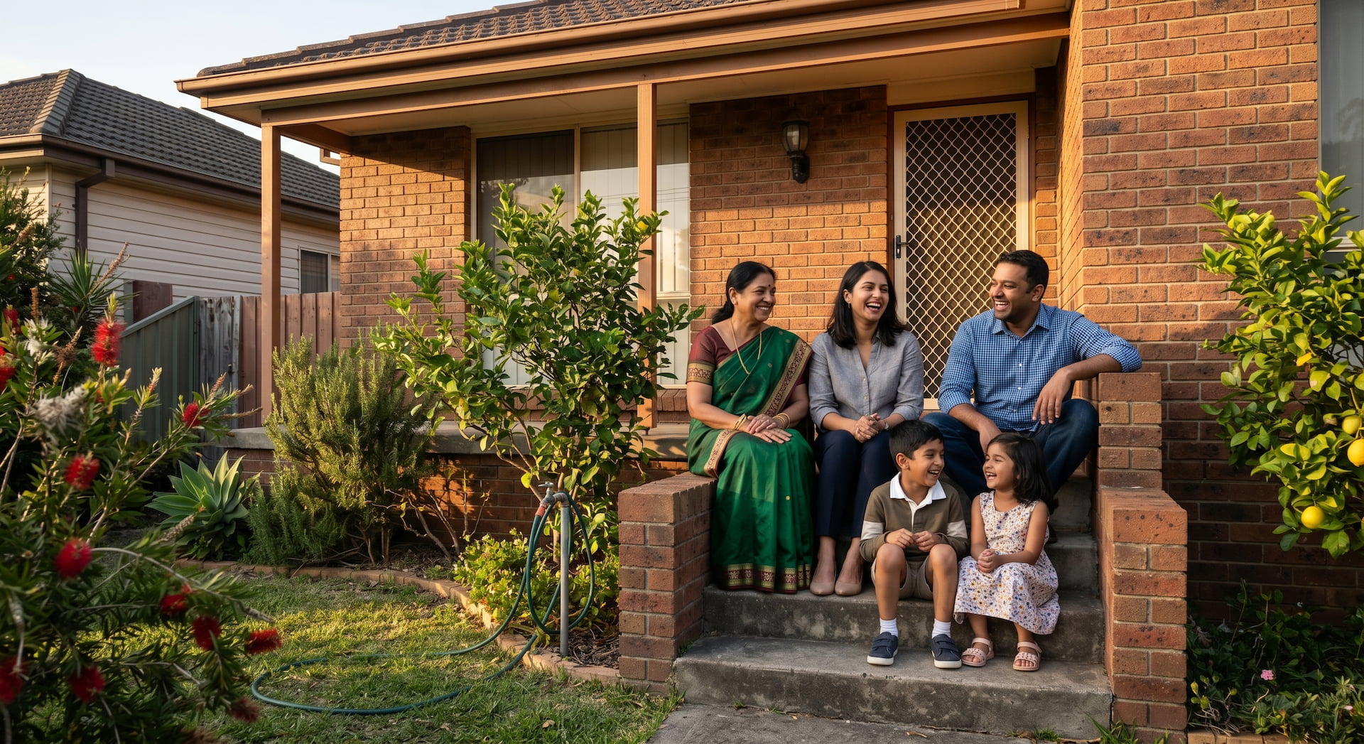 Family at their new house showing purchase finance and home loan support in Parramatta NSW by Greater Parramatta Finance